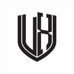 UX Logo monogram with emblem shield design isolated on white background