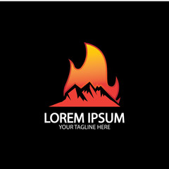 Mountain fire logo vector, mountain vector, fire vector, simple mountain logo design, fire simple design