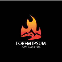 Mountain fire logo vector, mountain vector, fire vector, simple mountain logo design, fire simple design