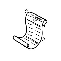 hand drawn receipts bill. Printed billing receipt, payment bills and financial bank check print isolated. doodle