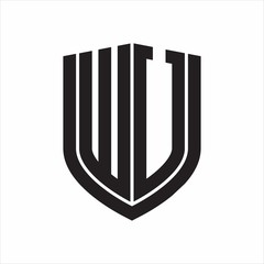 WV Logo monogram with emblem shield design isolated on white background