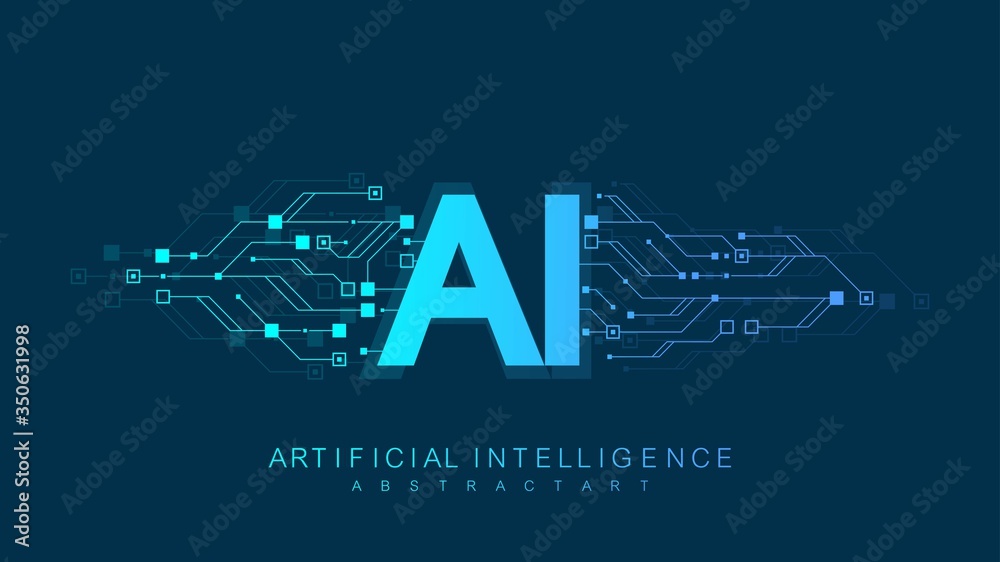 Aufkleber Artificial Intelligence Logo, Icon. Vector symbol AI, deep learning blockchain neural network concept. Machine learning, artificial intelligence, ai.