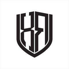 XR Logo monogram with emblem shield design isolated on white background