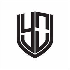 Obraz premium YO Logo monogram with emblem shield design isolated on white background