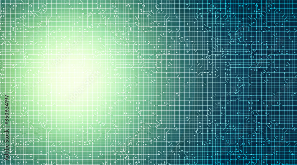 Fototapete green light circuit microchip on technology background,hi-tech digital and security concept design,f