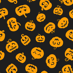 Halloween seamless pattern with pumpkin. Vector illustration.