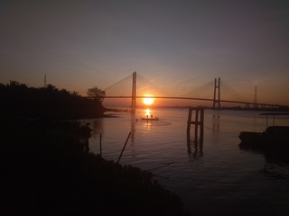 sunset over the river