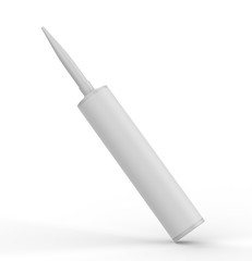 Blank industrial adhesives silicone sealant glue for branding and mock up design. 3d render illustration.