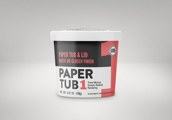 Glossy or Matte Paper Tub with Lid Mockup