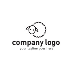 Sheep cute animal logo template. Usable for fashion, farm, livestock, restaurant, wool company. Vector Illustration
