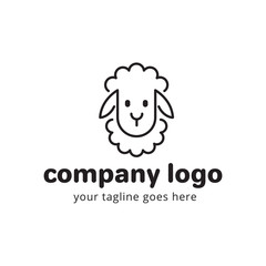 Sheep cute animal logo template. Usable for fashion, farm, livestock, restaurant, wool company. Vector Illustration