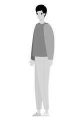Isolated avatar man cartoon in gray colors vector design