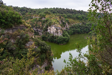 Fototapeta na wymiar Meandre of Ter river before uncoiling in the Sau reservoir, Osona, Catalonia, Spain