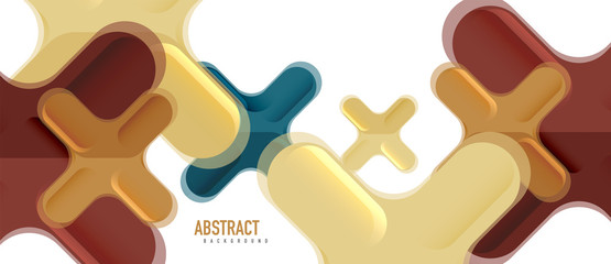 Glossy multicolored plastic style cross composition, x shape design, techno geometric modern abstract background. Trendy abstract layout template