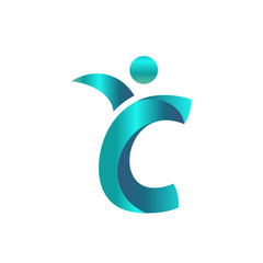 Letter C People Healthy Life Logo Design. Community Care Business Vector. Initial Typography Man or Woman Success Graphic Icon.