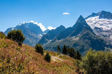 Naklejka premium photo of mountains in Dombai Russia