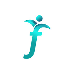 Letter F People Healthy Life Logo Design. Community Care Business Vector. Initial Typography Man or Woman Success Graphic Icon.