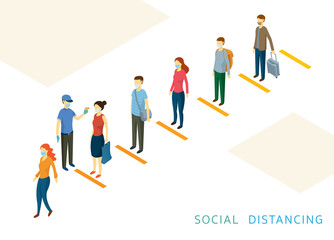 Social Distancing, People in a Row or Line, Prevention of Coronavirus Covid-19