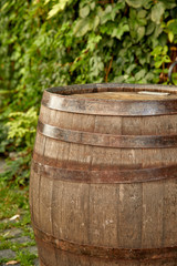Fototapeta premium old wine barrel on the paving stones