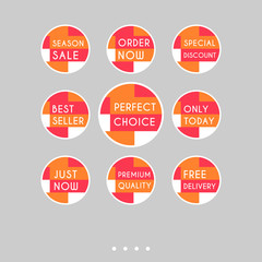 Set of sale stickers. Colorful abstract design.