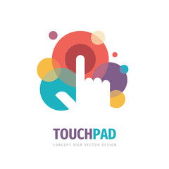 Touch pad screen finger - vector logo template concept illustration. Human hand on surface display logo. Modern mobile technology logo sign. Abstract symbol. Design element