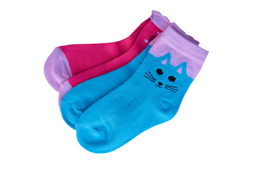 two pairs of baby socks isolated,baby socks isolated on white background