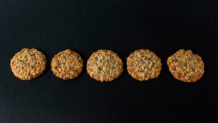 Crunchy cookies on a dark background
