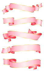 Realistic vector ribbons with a gold glossy stripe for your design project