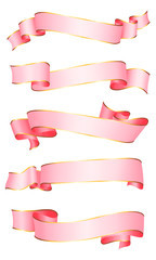 Obraz premium Realistic vector ribbons with a gold glossy stripe for your design project