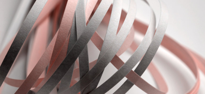 Abstract black and pink color strip wave paper horizontal background. © Liliia