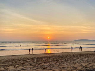 sunset at the Centara Grand Beach Resort & Villas Krabi, Kon-Tiki Krabi Centara, Ao Phra Nang Beach, Krabi, Thailand.