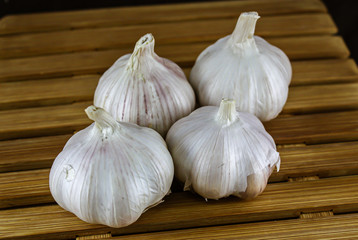 garlic on wooden background