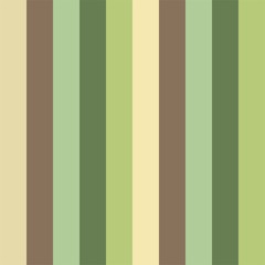 Vector image: abstract background of multi-colored vertical stripes of green, brown and yellow. Background for design, pattern for fabric. Retro pattern in shades of green.