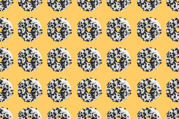 Fototapeta na wymiar Cookie donut pattern on yellow background