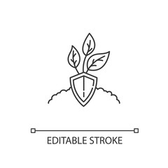 Nature protection pixel perfect linear icon. Conservation to protect ecosystem. Thin line customizable illustration. Contour symbol. Vector isolated outline drawing. Editable stroke