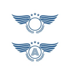 A wings insignia sport competition winner logo and vector icon