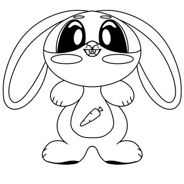 funny cartoon rabbit, coloring 