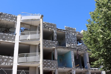 HLM building under demolition in the Duchère district of Lyon - City of Lyon - 9th arrondissement...