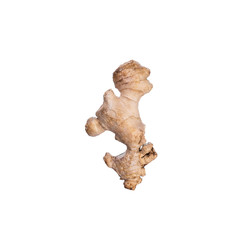 Brown ginger root on a white isolate background.