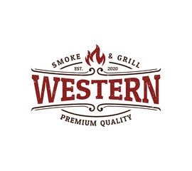 vintage emblem western restaurant logo design