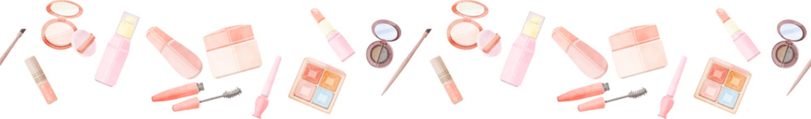 水彩イラスト化粧品連続ラインパターン