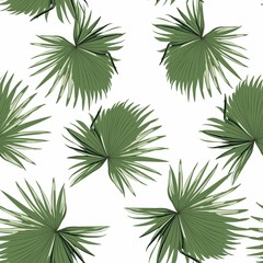 Tropical seamless pattern with exotic palm leaves. White background.