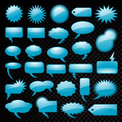 White speech bubbles isolated on black background