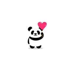 Cute panda with heart balloon cartoon icon, vector illustration © buqancreative