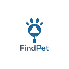 Vector paw and map pointer logo combination. Pet and gps locator symbol or icon vector illustration.