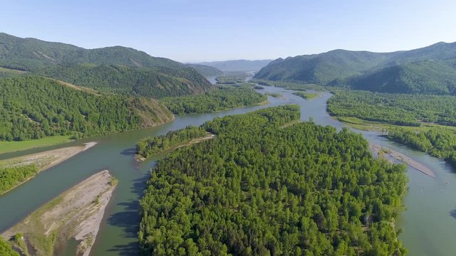 Aerial View on Siberian river