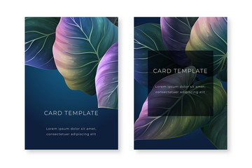 Night summer leaves card template - 350662513