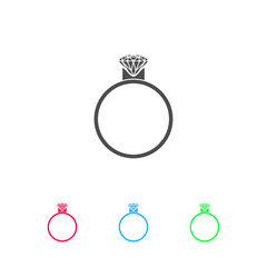 Diamond ring icon flat