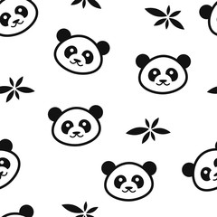 Cute panda seamless pattern background vector illustration for design