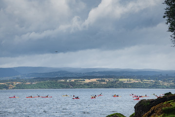 Fototapeta na wymiar Kayaks in the sea